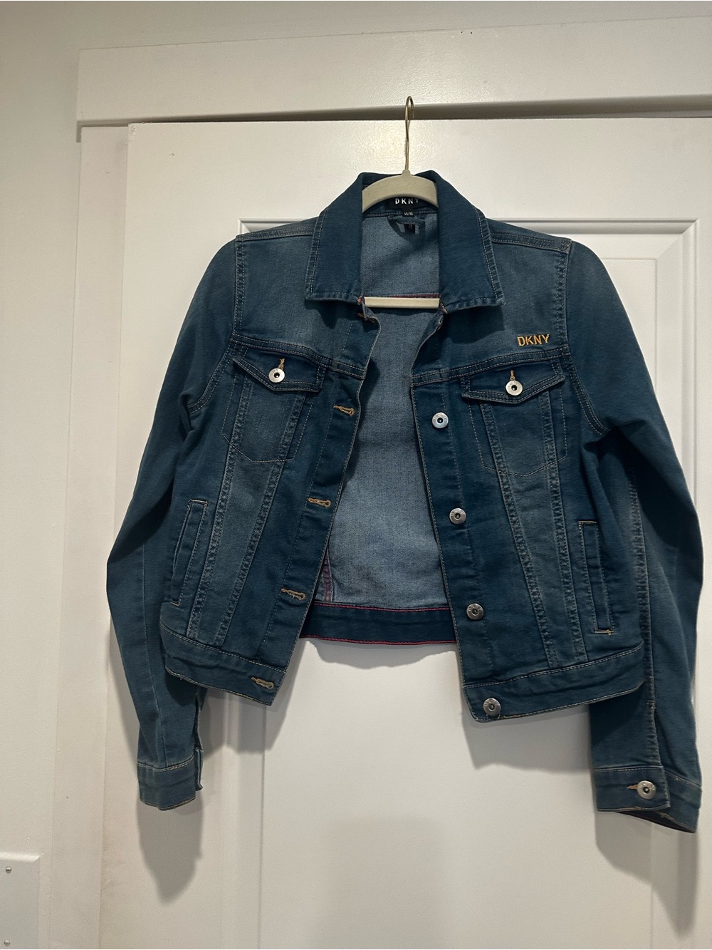 DKNY Blue Denim Trucker Jacket with Gold Logo